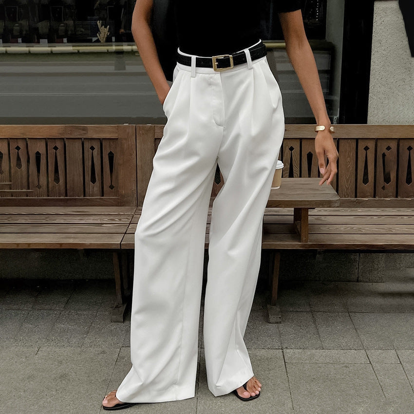 White High-waist Trousers Fashion Loose Casual Pants free delivery