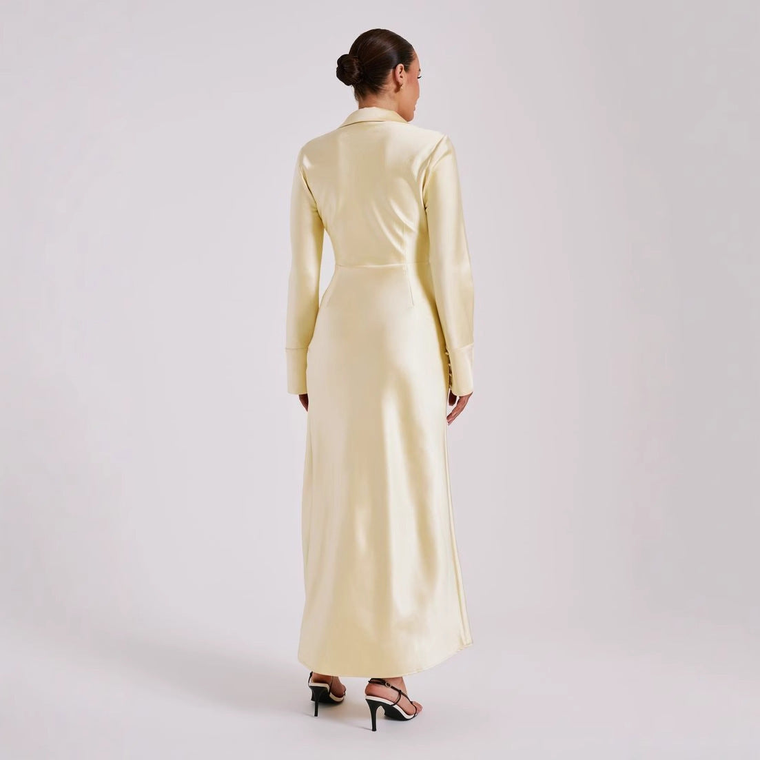 A Women's Satin Dress Long Sleeve Split free delivery