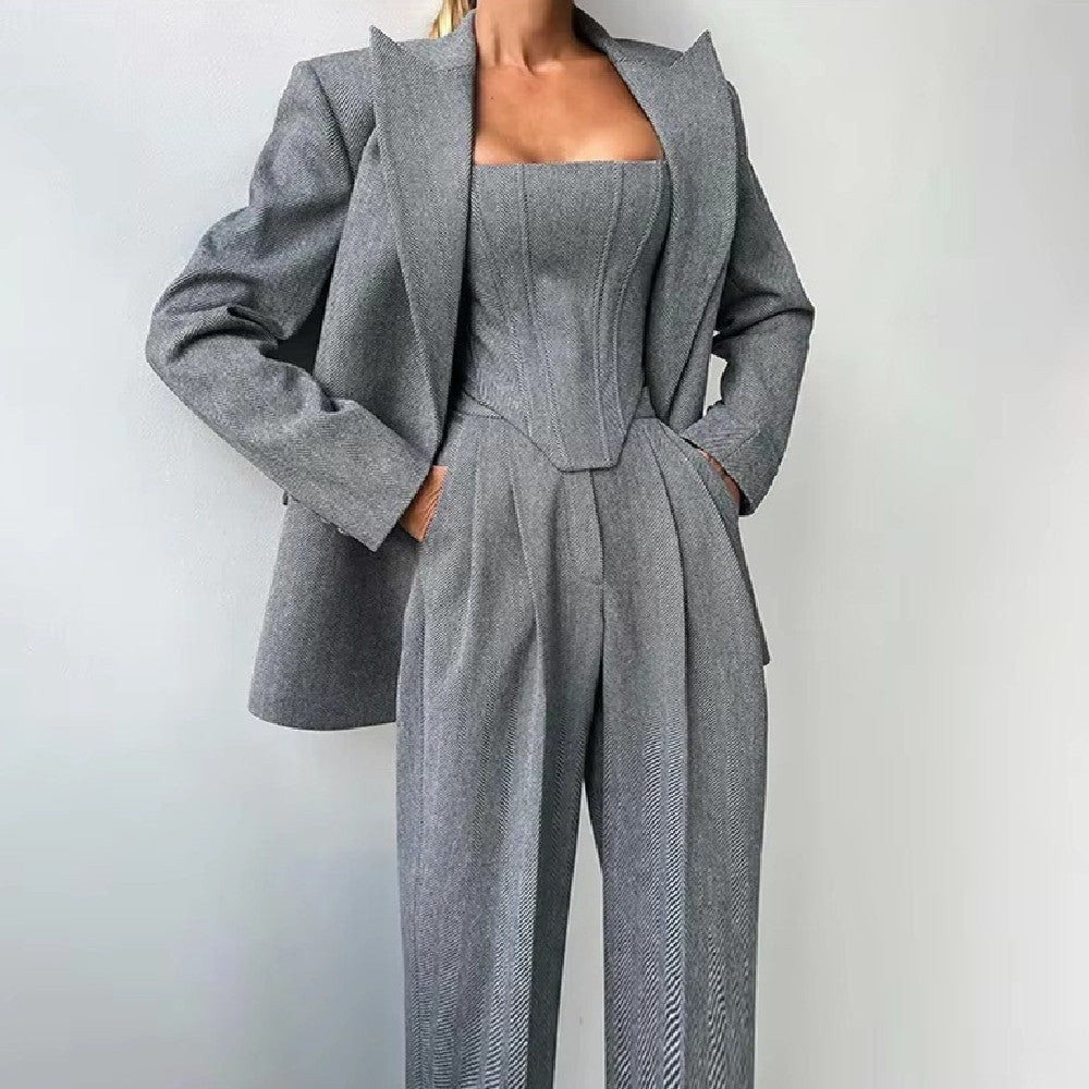 A Business Women's Suit Set - Elegant Blazer + Skirt + Pants Three-Piece | Free Delivery