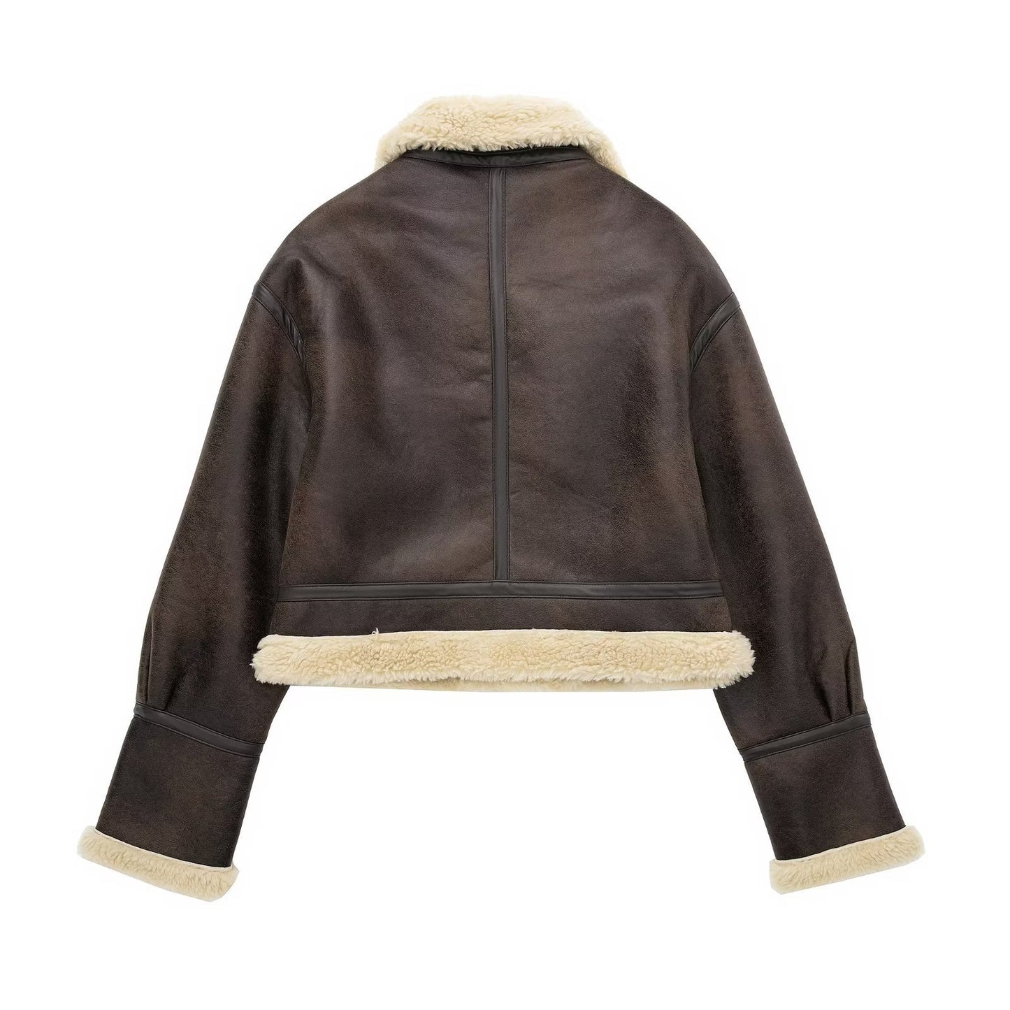 A Women's French Fashion Versatile Short Reversible Fleece Jacket