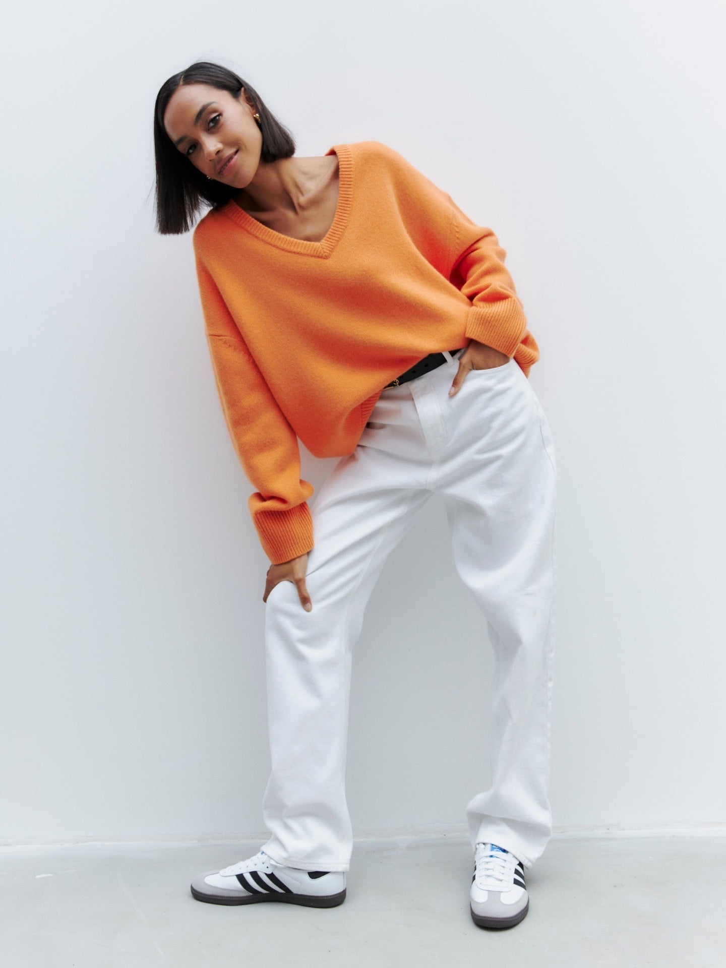 A Internet Hot Sweater V-neck Loose Long Sleeve free delivery