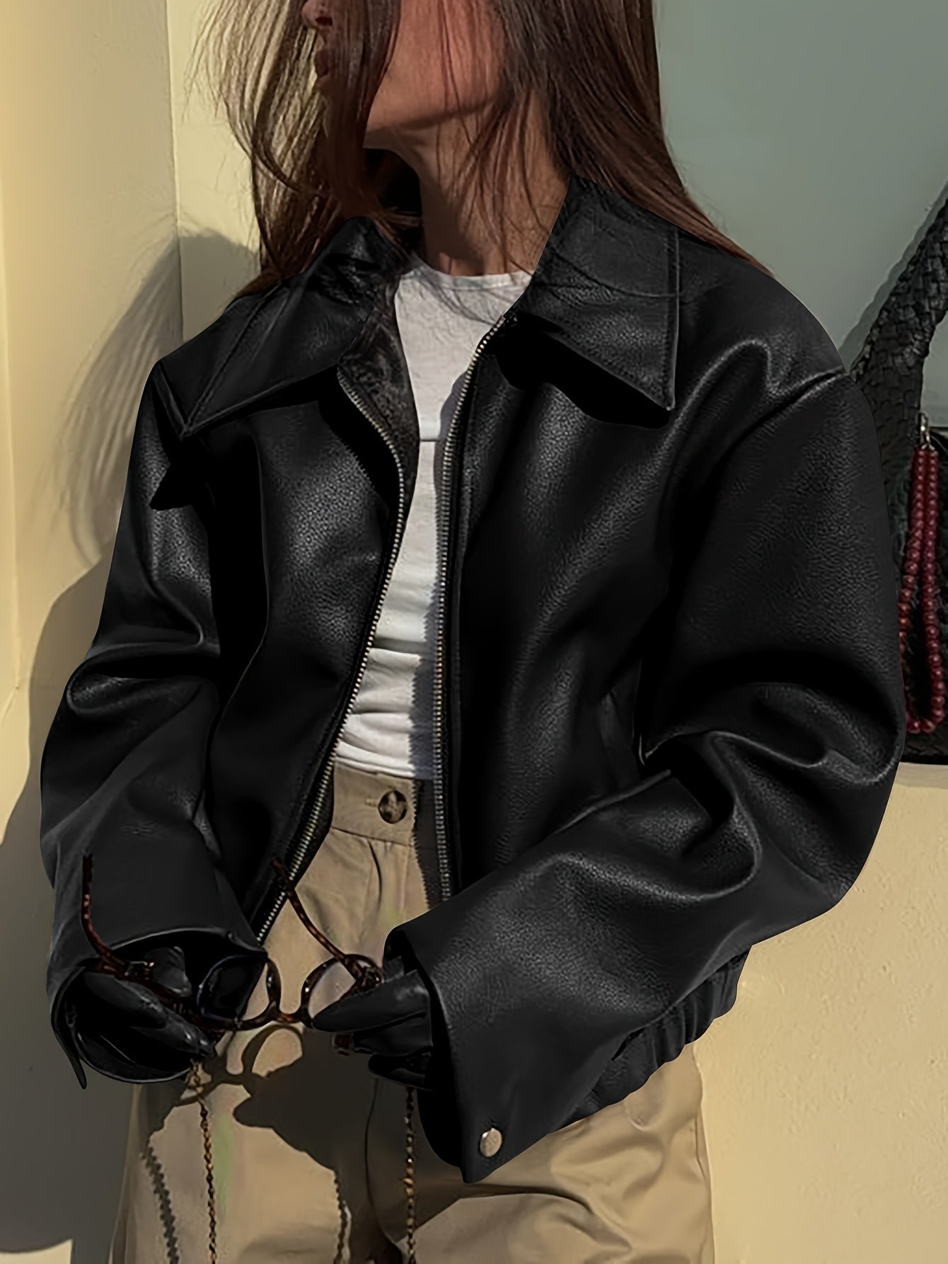 A Retro Biker's Style Wine Red European And American Handsome Matte Leather Jacket Coat free delivery