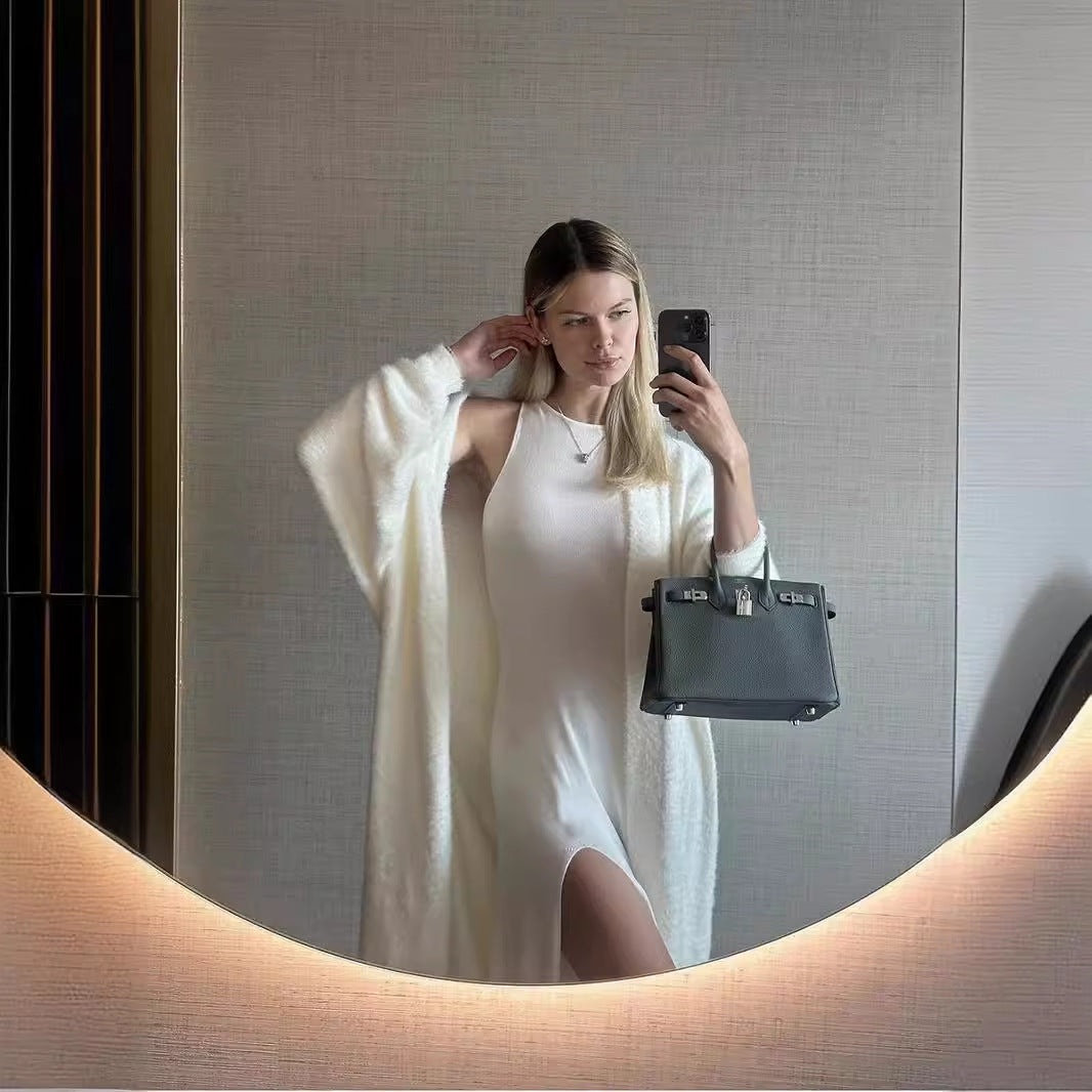 A Sweater Suit Women's Loose Lengthened Cardigan Split Dress free delivery