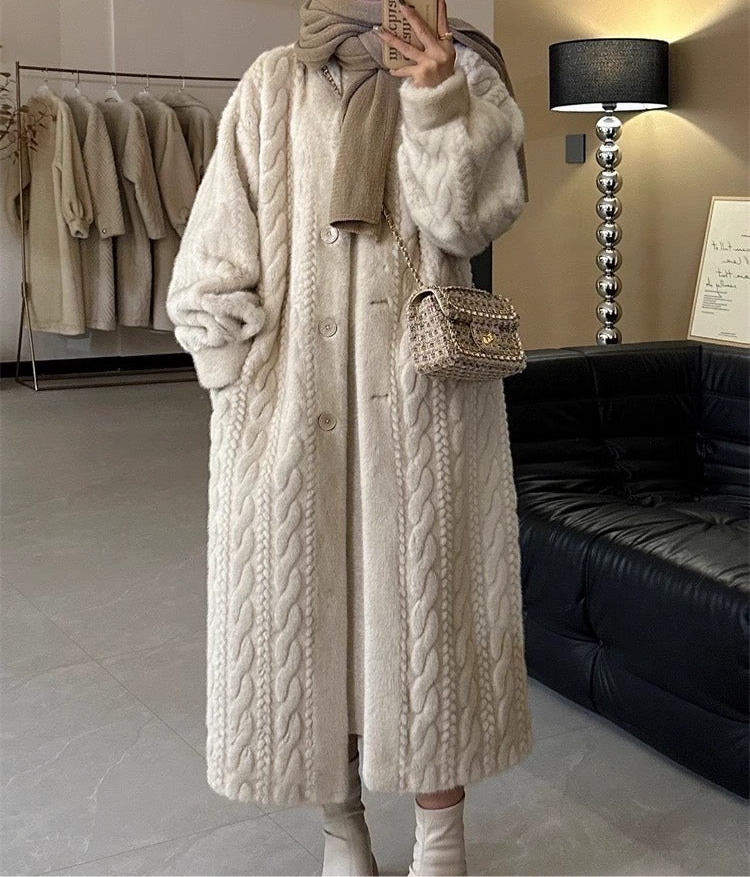 A 1 Elegant Idle Style Twist Mink Coat - Free Delivery