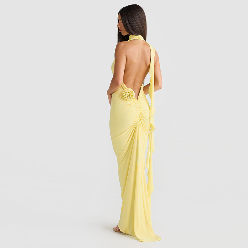 A Women's Bare Back Slim-fit Halter Dress free delivery