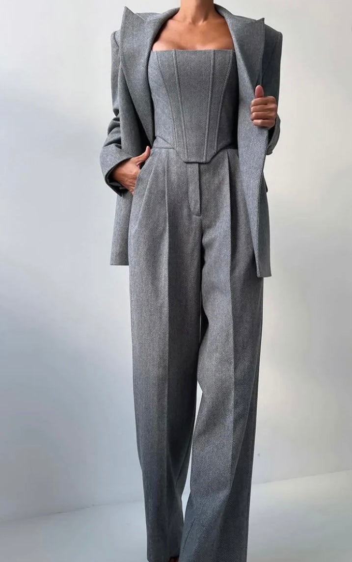 A Business Women's Suit Set - Elegant Blazer + Skirt + Pants Three-Piece | Free Delivery