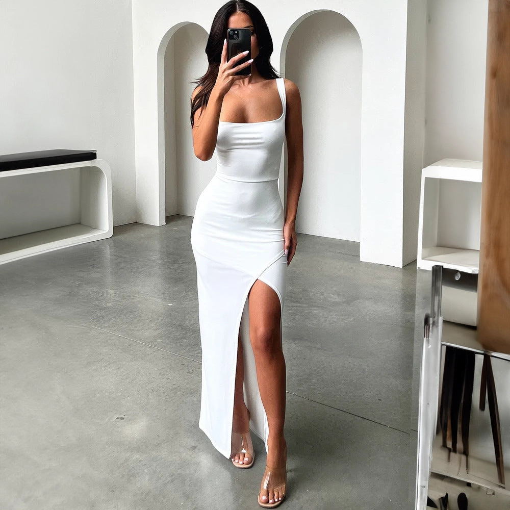 A Split Backless Suspender Sheath Women's Clothing Dress free delivery