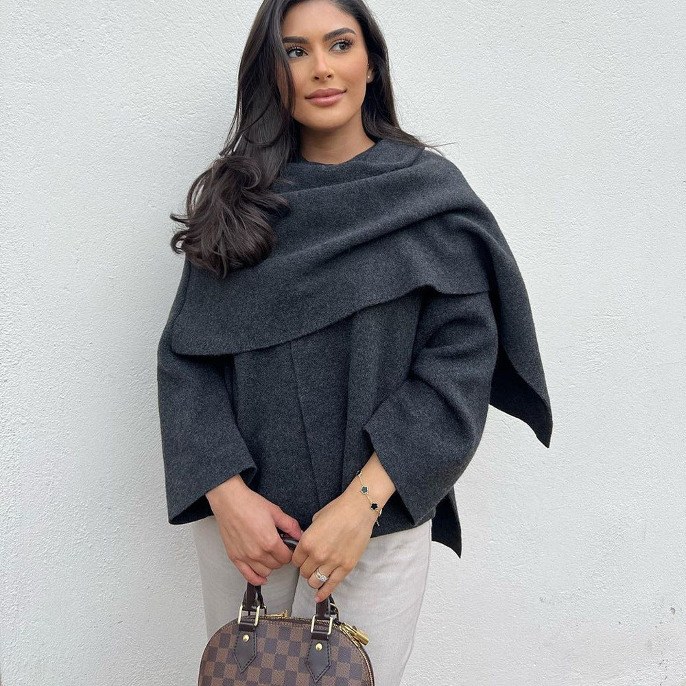 A Women's Loose Casual Cape Knitted Sweater Coat free delivery