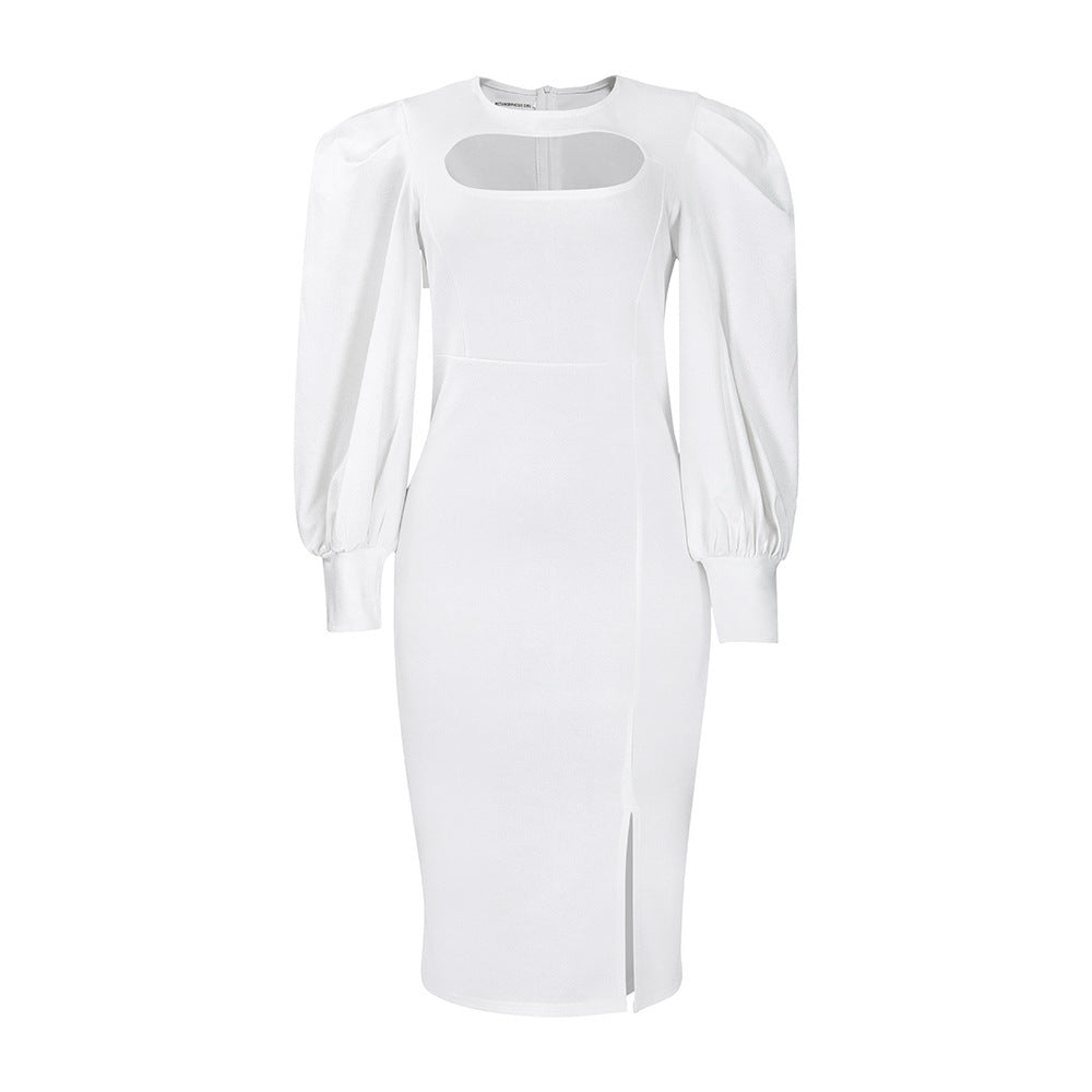 Long Sleeve Split Solid Color African Dress free delivery