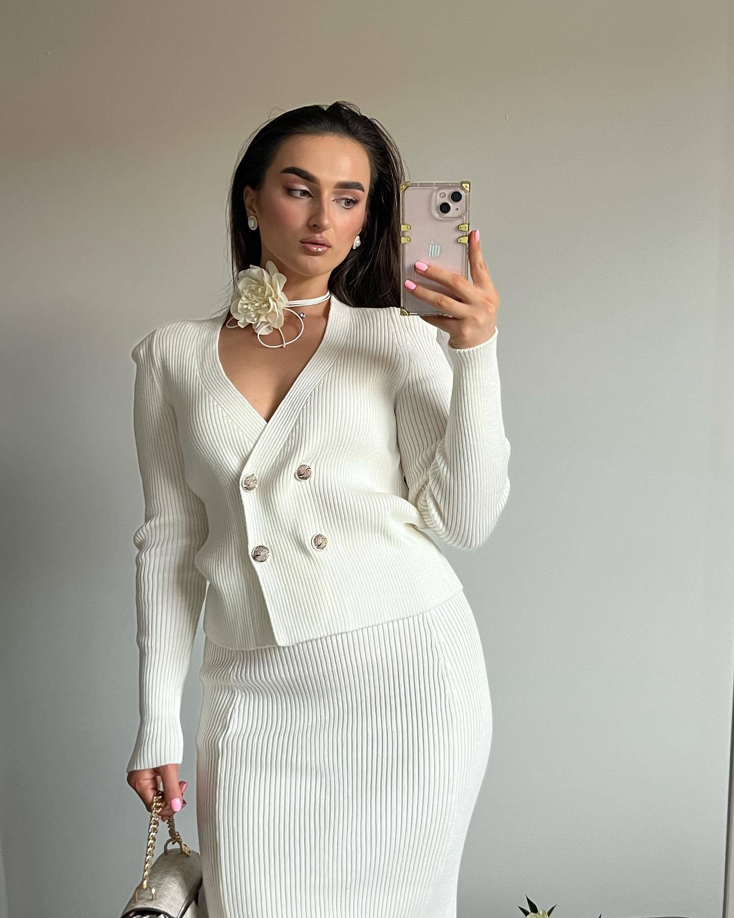 A Knitted Long Sleeve Sweater Women's Skirt free delivery