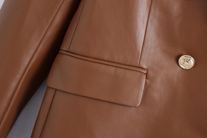 A Women's Simple French Faux Leather Blazer free delivery