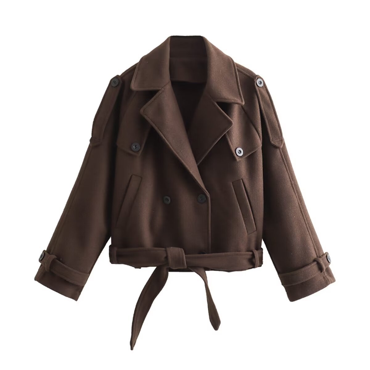 Women's Lapel Belt Top Long Sleeve free delivery