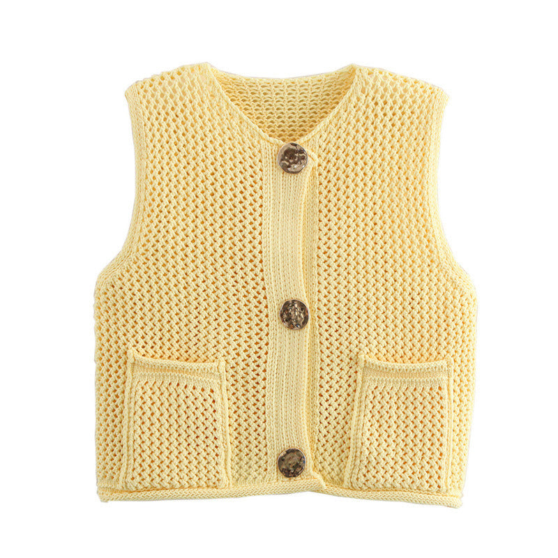 New Spring And Summer European And American Style Casual Breasted Thick Needle Knitted Vest Top free delivery