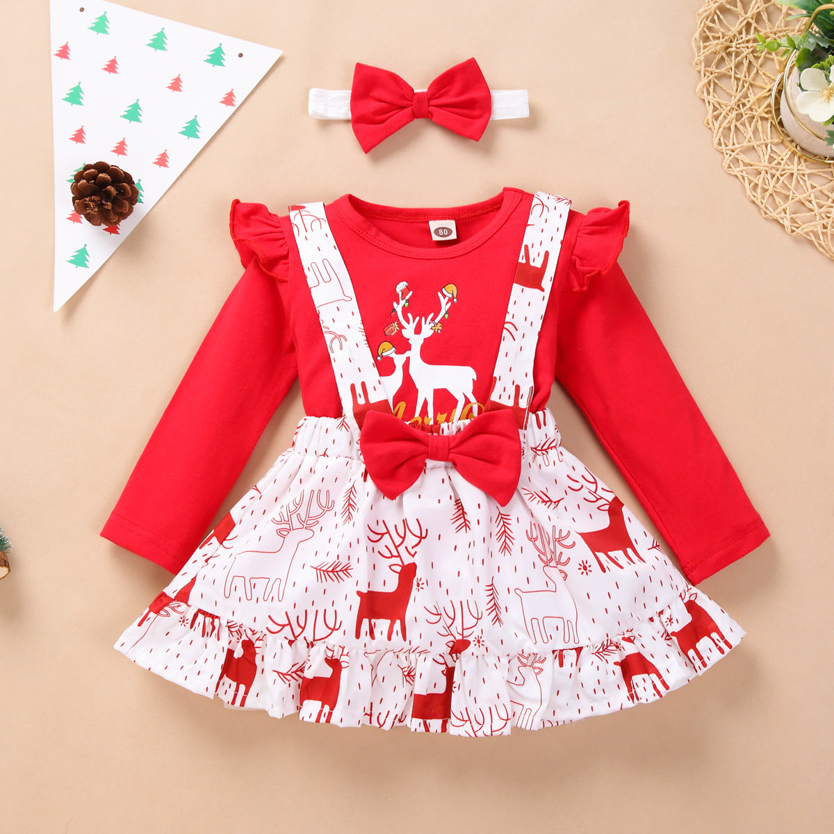 Elk Flying Sleeve Romper Suspender Dress free delivery