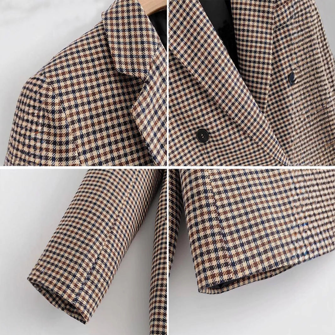 A Women's Long-sleeved Plaid Slim Fit Top free delivery