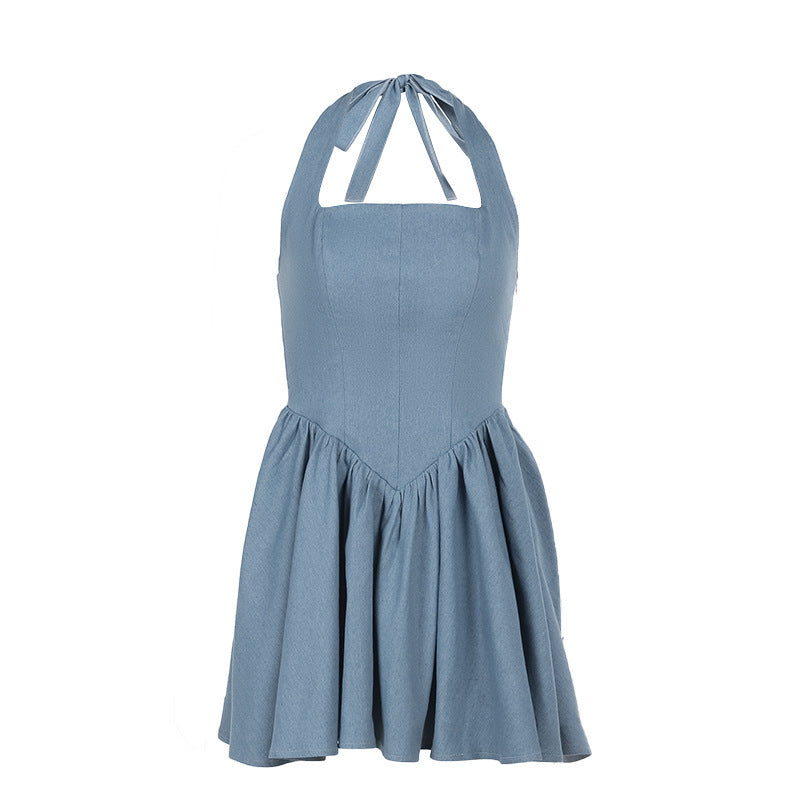 A Sling Waist Denim Dress Backless Women free delivery