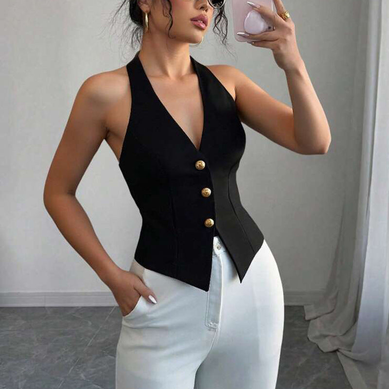 A Halter Vest Summer Backless Strappy Cardigan Women's Clothing free delivery