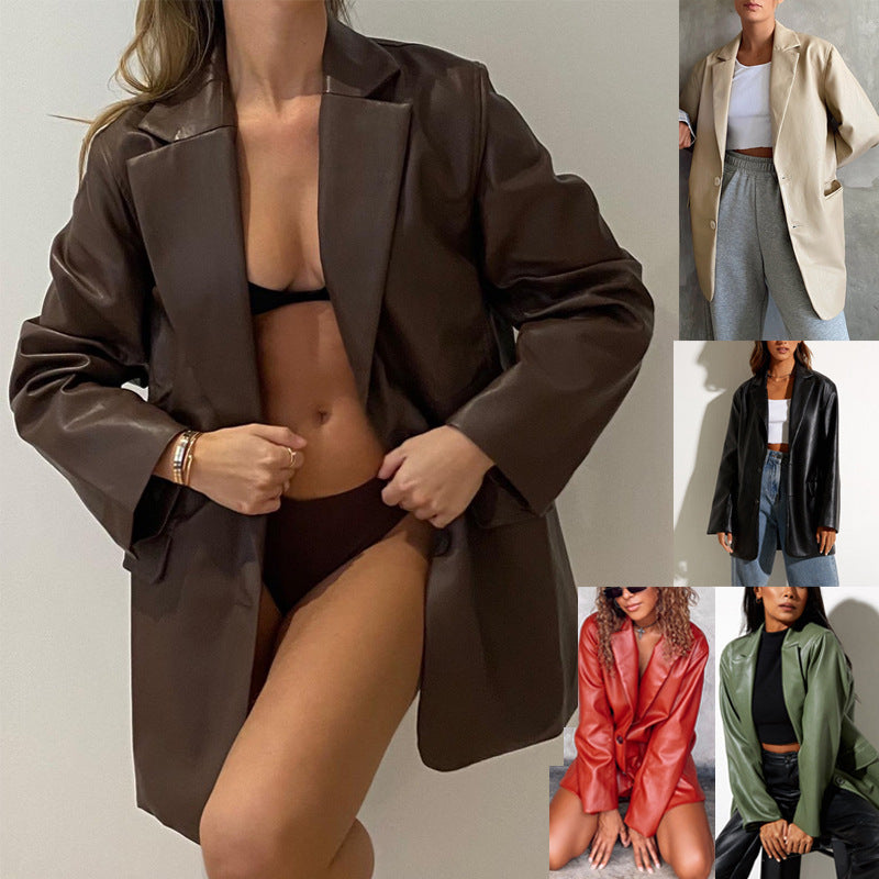 European And American Leather Coat Warm Suit free delivery