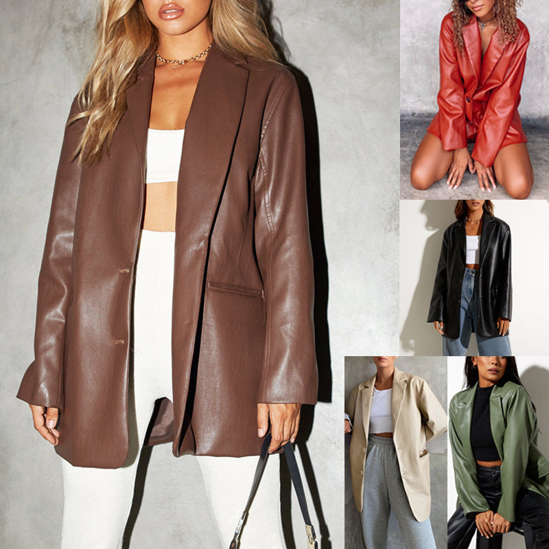 European And American Leather Coat Warm Suit free delivery