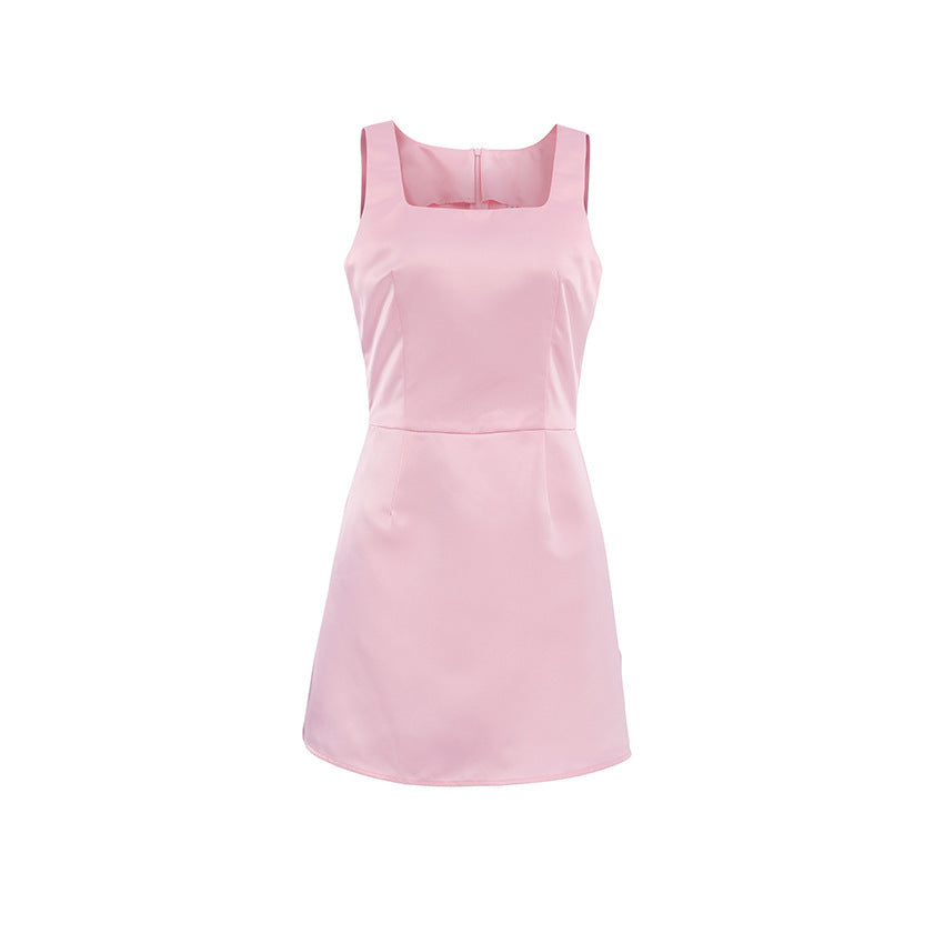 A Waist-tight Square Collar A- Line Dress free delivery