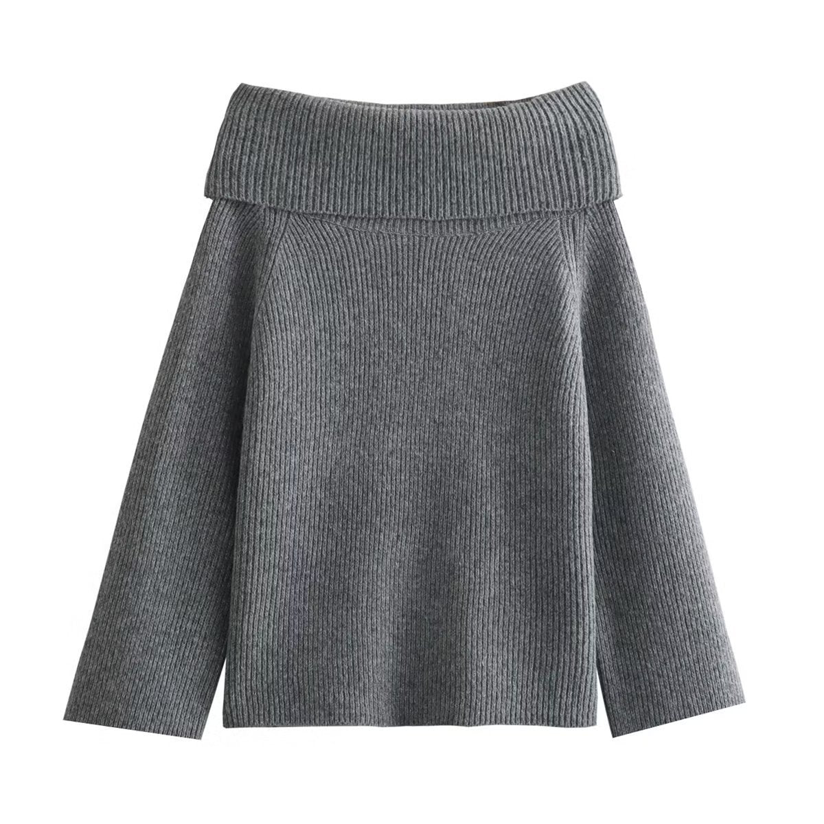 A Women's Simple Graceful Off-shoulder Long Sleeve Sweater Top free delivery