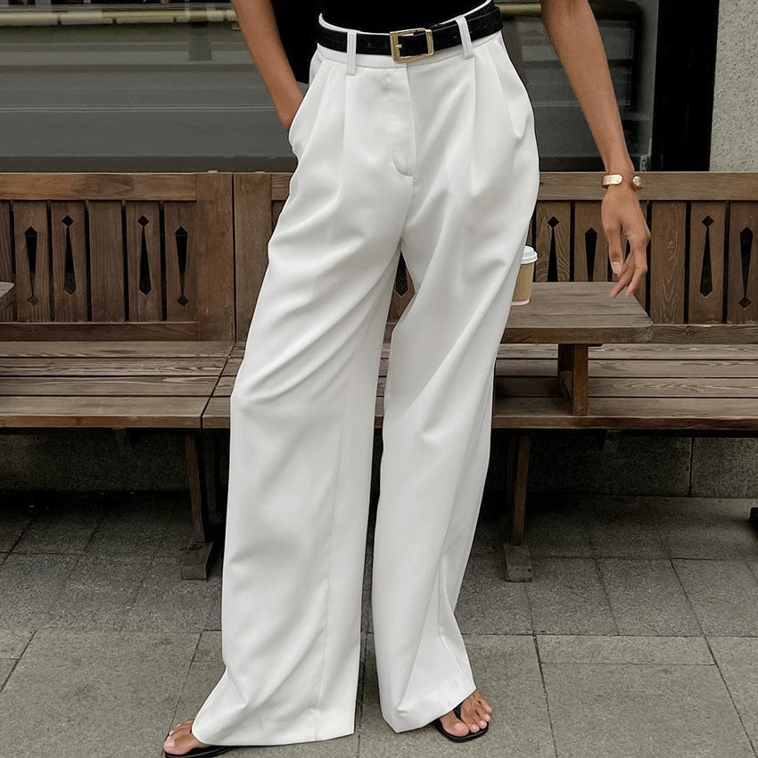 White High-waist Trousers Fashion Loose Casual Pants free delivery