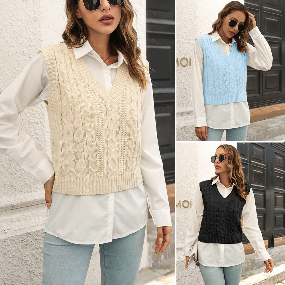 A Twist Women's Knitted Vest Sweater free delivery