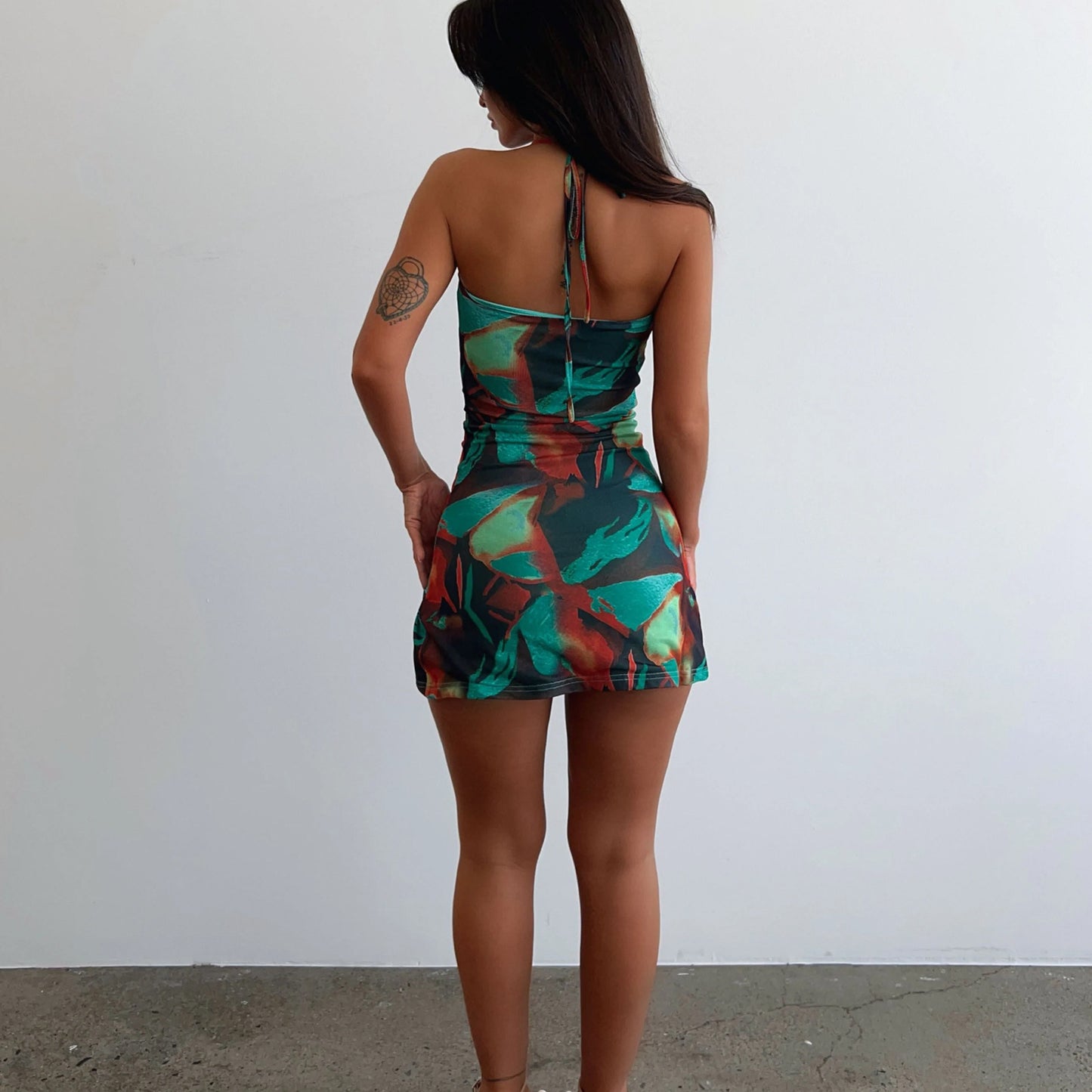 A Suspender Dress Printed Split Lace-up free delivery