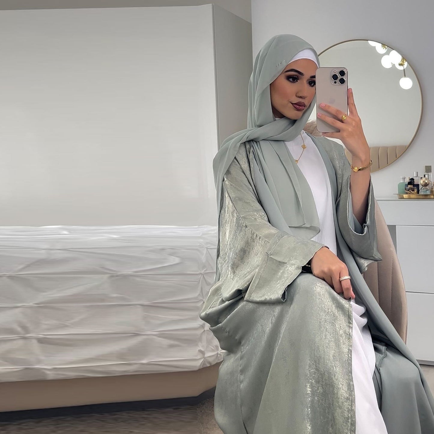 A Muslim Fashion Bronzing Robe Abaya Outer Wear free delivery