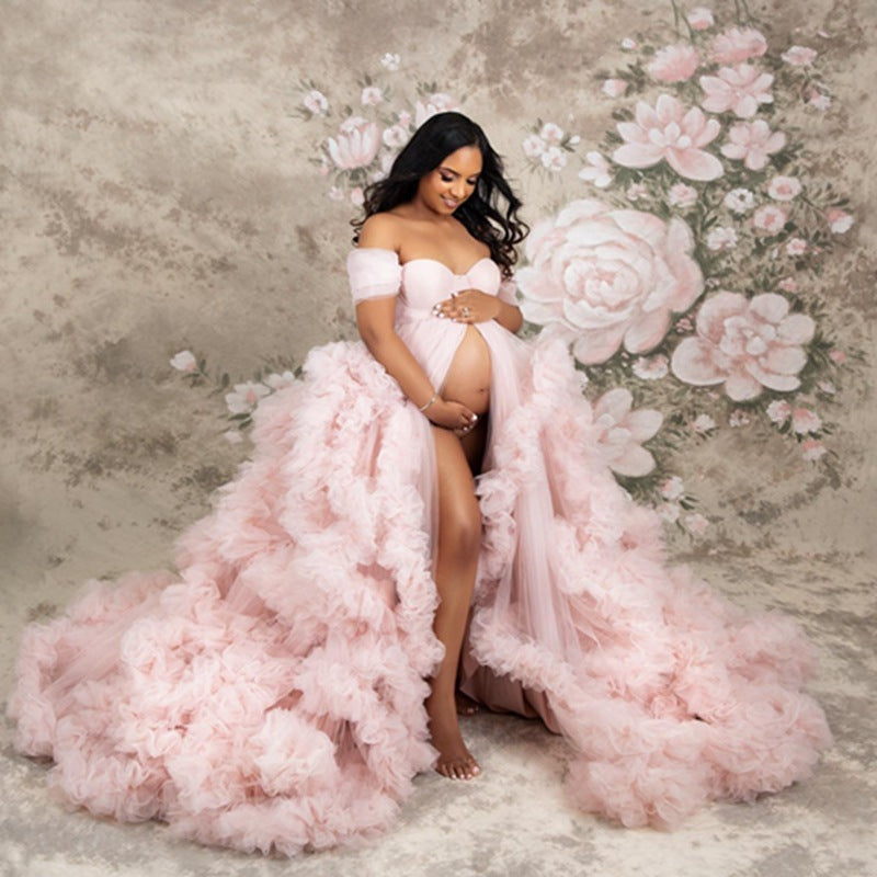 A Off-shoulder Morning Gowns Multi-color Maternity Photo Clothing free delivery