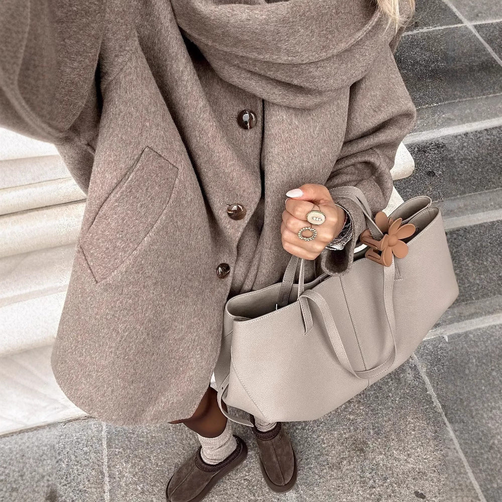 A Women's Detachable Scarf Collar Short Coat free delivery