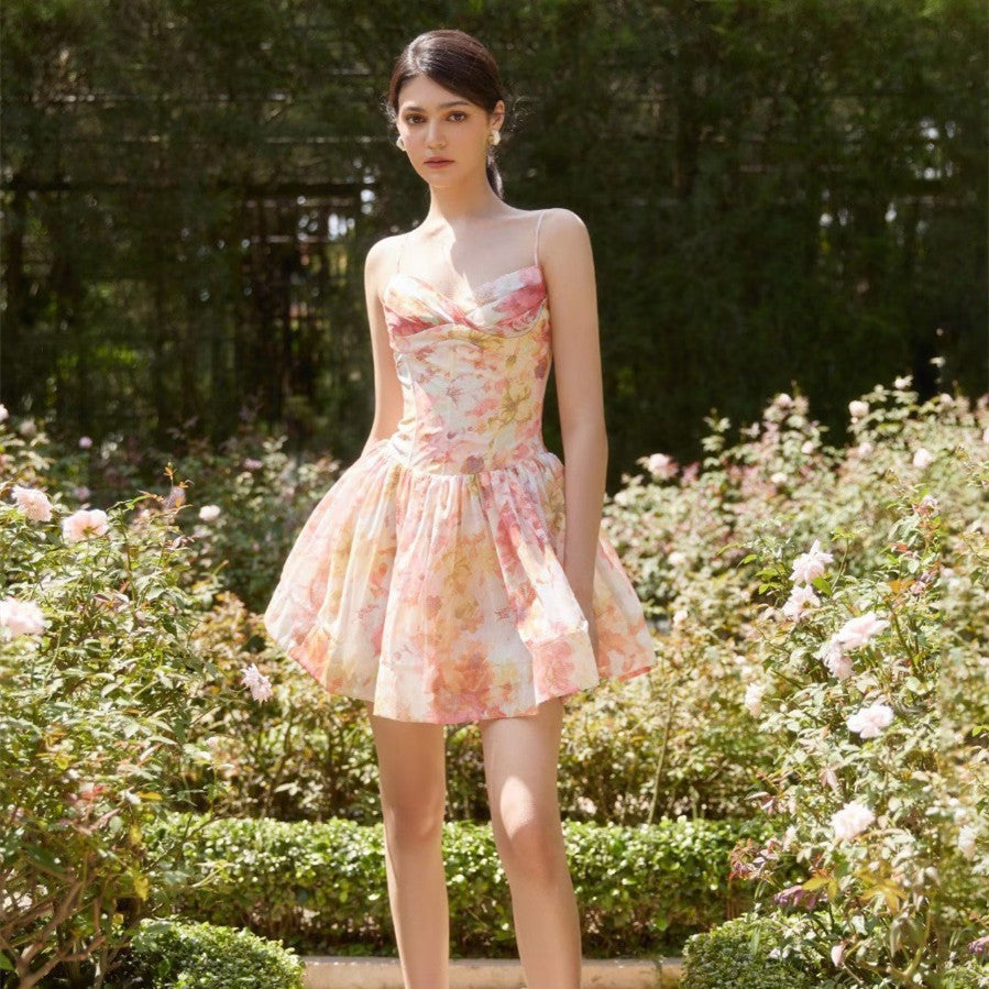 A Women's Fashion Corset Style Camisole Print Dress free delivery