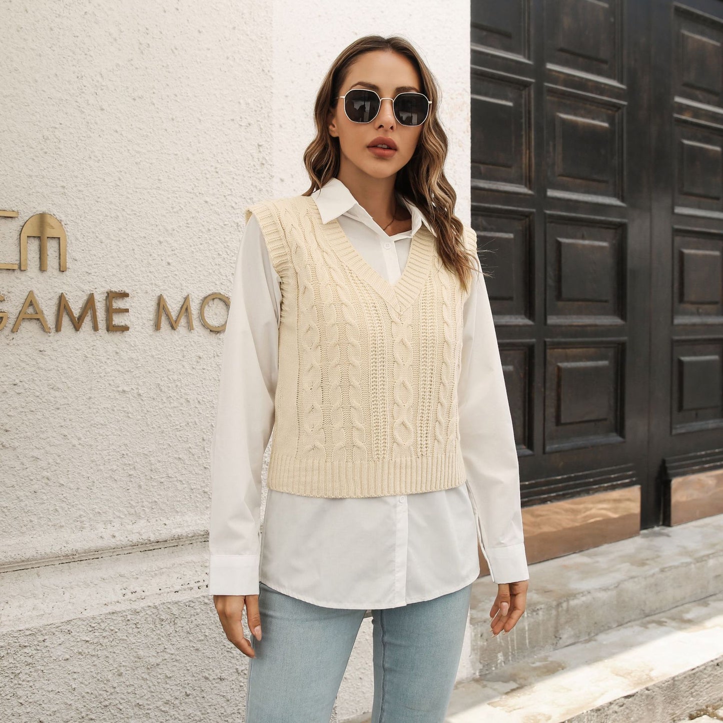 A Twist Women's Knitted Vest Sweater free delivery