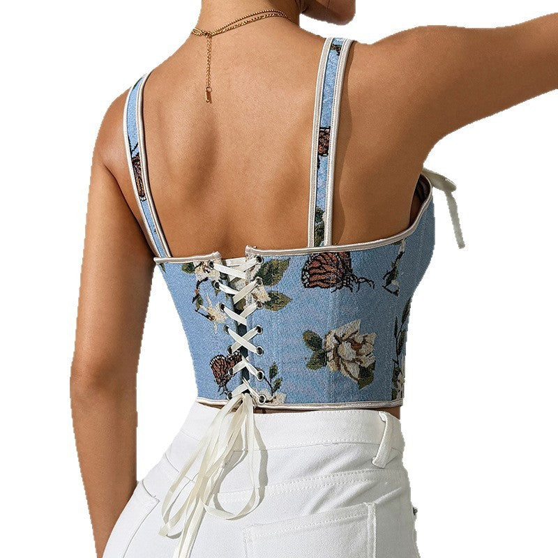 European American And French Style Floral Vintage Vest free delivery