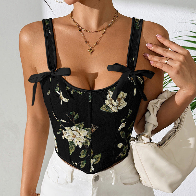 European American And French Style Floral Vintage Vest free delivery