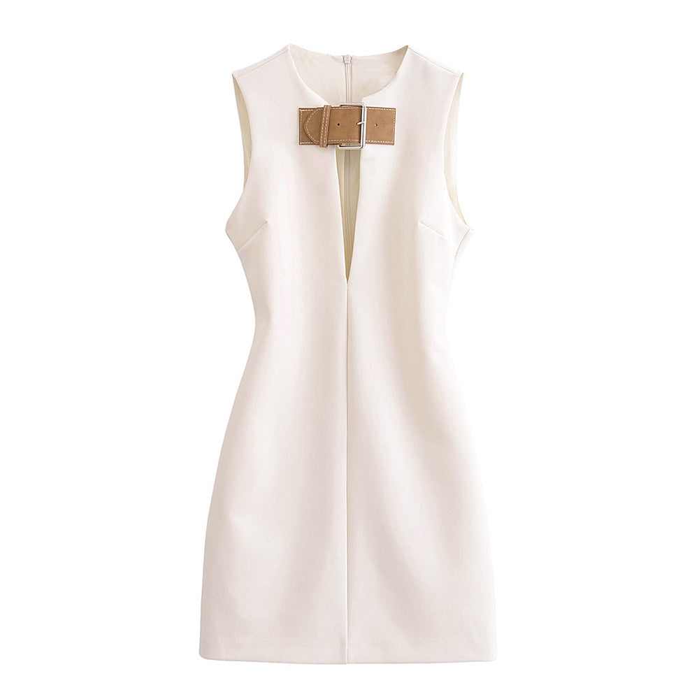 A Women's Spring And Summer Strap Sleeveless Slim Mini Dress free delivery
