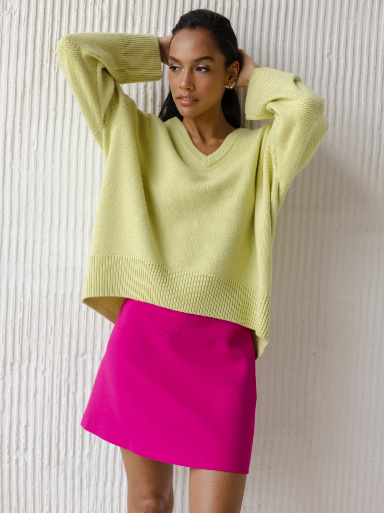 A Internet Hot Sweater V-neck Loose Long Sleeve free delivery
