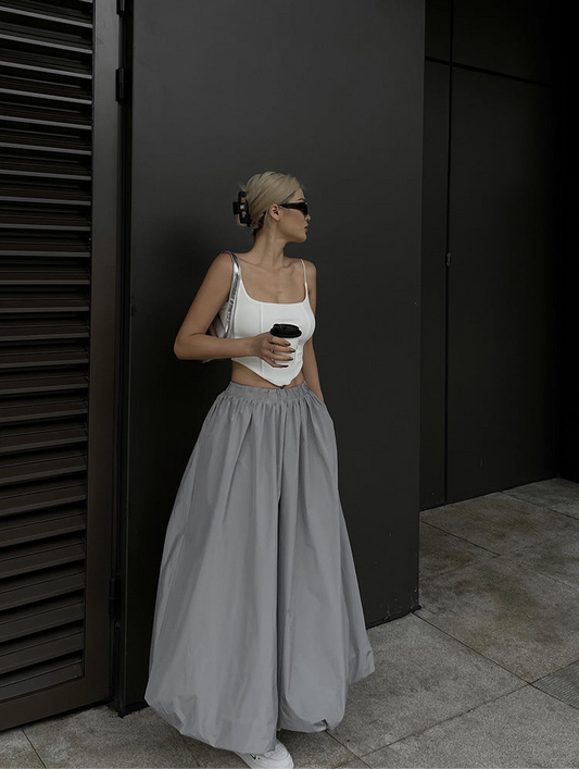 A High Elastic Waist Casual Loose Temperament A- Line Skirt free delivery