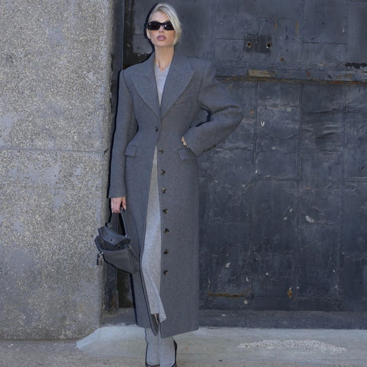 A Long Button Coat Jacket European And American Double-breasted Winter Premium Coat free delivery