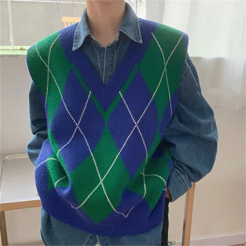 Women Wearing V-neck Knitted Vest With Overlap free delivery