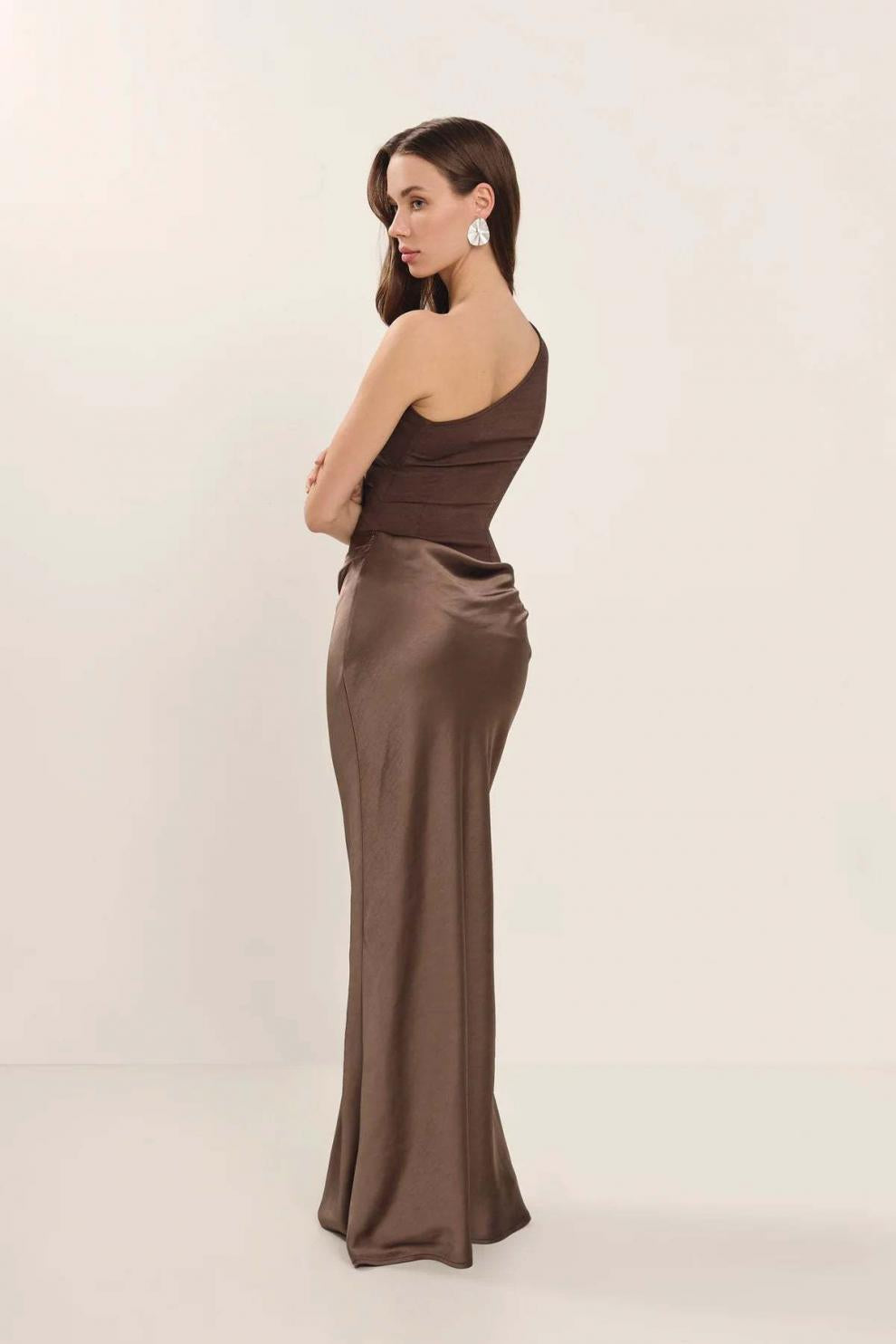 A Crossbody Pleated Satin Skirt - Elegant Women's Fashion with Free Delivery