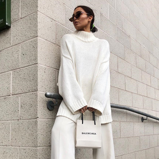 A High collar loose sweater coat free delivery
