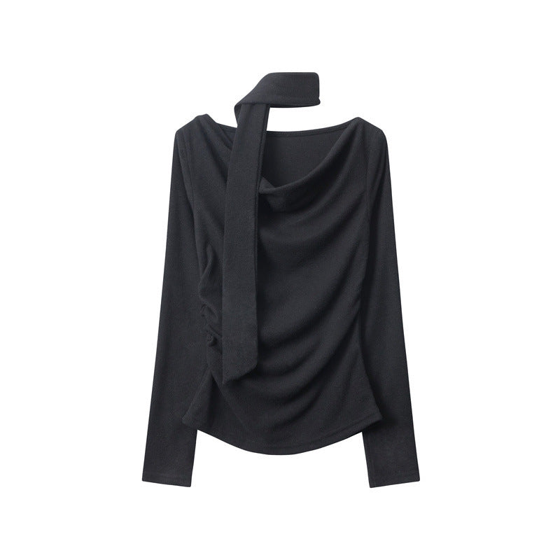 A European And American High Class Elegant Scarf Top Women's Long Sleeve free delivery