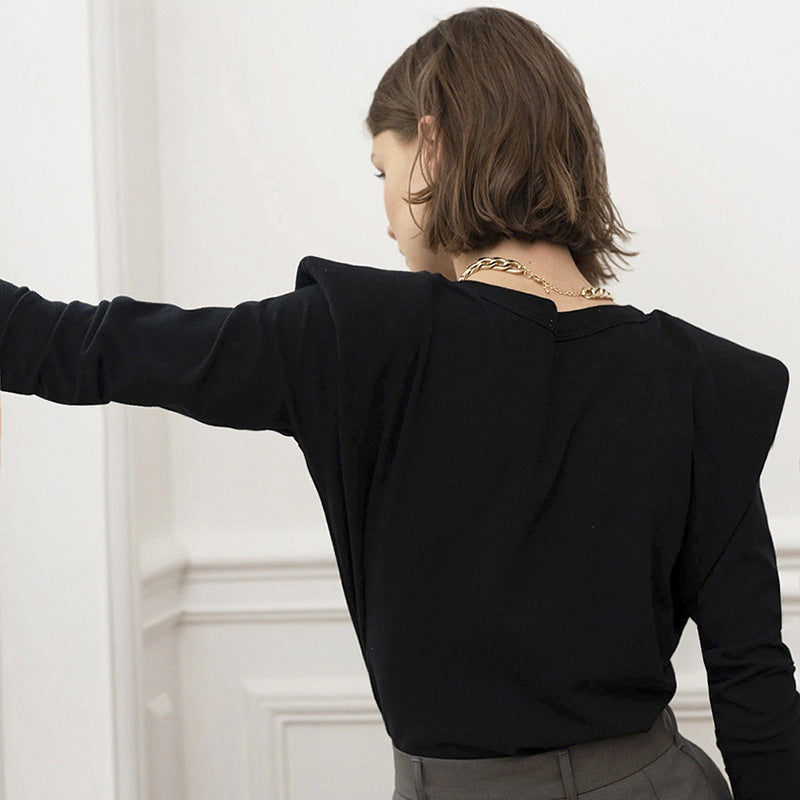 Shoulder pad high waist long sleeve top