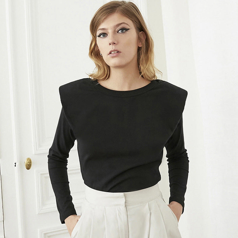 Shoulder pad high waist long sleeve top