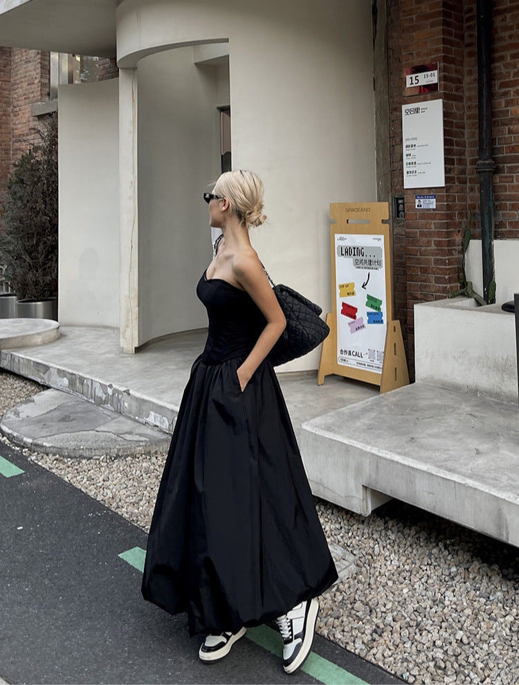 A High Elastic Waist Casual Loose Temperament A- Line Skirt free delivery