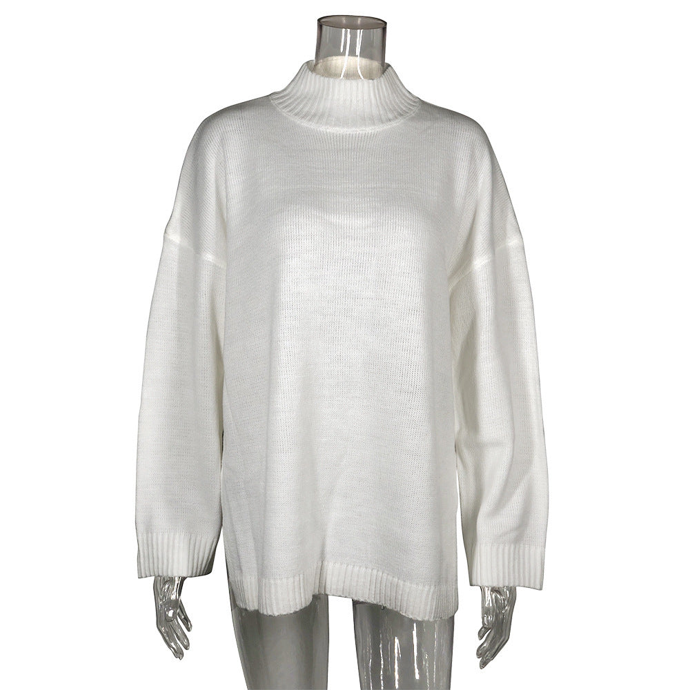 A High collar loose sweater coat free delivery