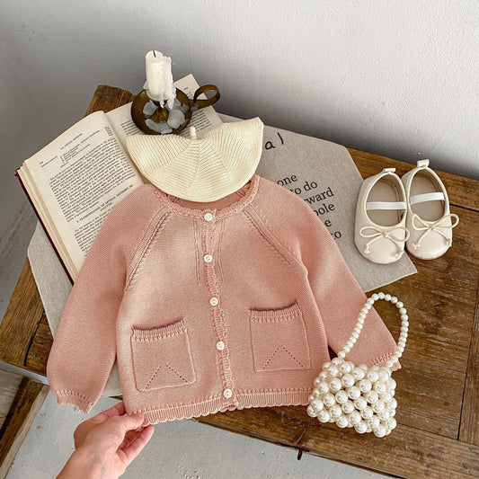 Baby Children 0-3 Years Old Baby Girl Sweet Baita Cardigan Knitted Coat free delivery