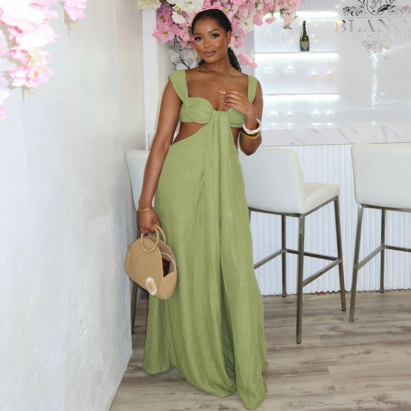 A European And American Leisure Tied Spaghetti-strap Trendy Jumpsuit free delivery