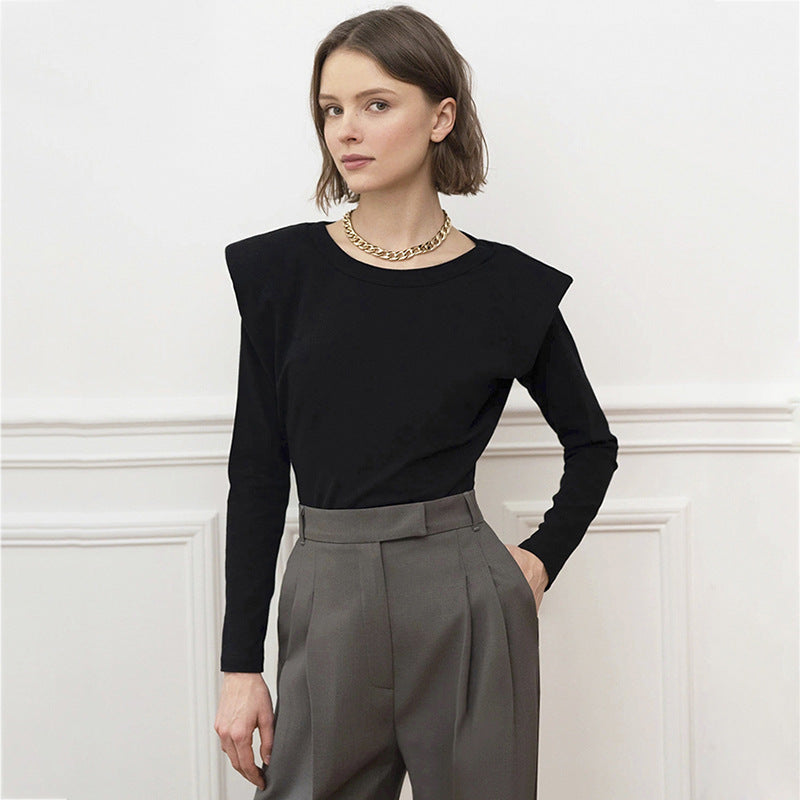 Shoulder pad high waist long sleeve top